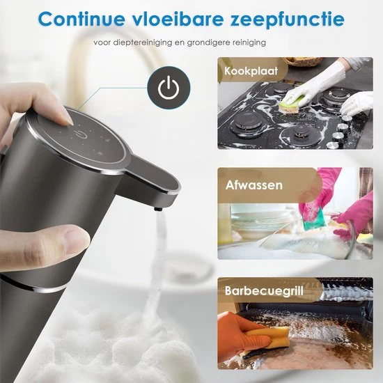 Vesfy Automatische Zeepdispenser Zwart met Wandmontage - USB Oplaadbaar - Infrarood Sensor en Foamfunctie - 380ml - Zeeppo...